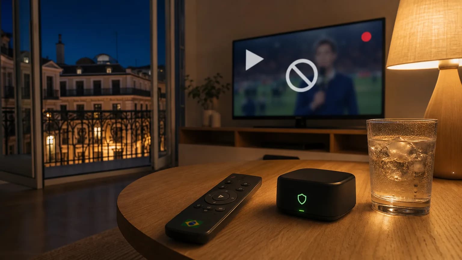 YouTube com bloqueio geográfico na live do Cazé TV e NordVPN conectada ao Brasil em um apartamento na Espanha